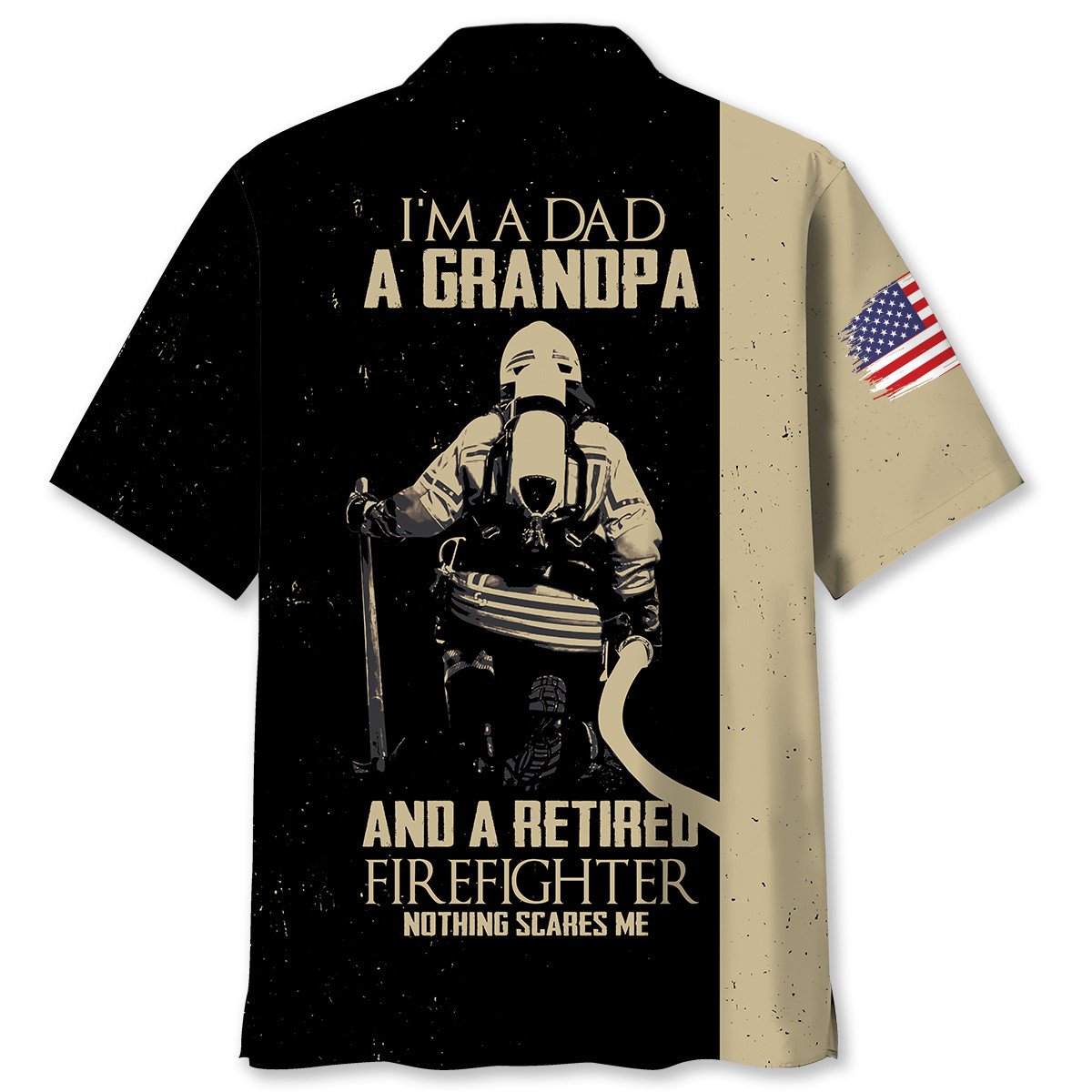 Firefighter Retired Dad Grandpa Tribute Hawaiian Shirt Artwork Detail For Resort Trips And Outdoor Activities