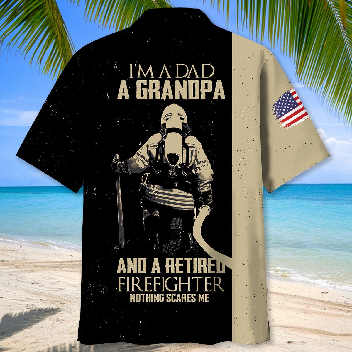 Firefighter Retired Dad Grandpa Tribute Hawaiian Shirt Design View For Casual Summer Styling