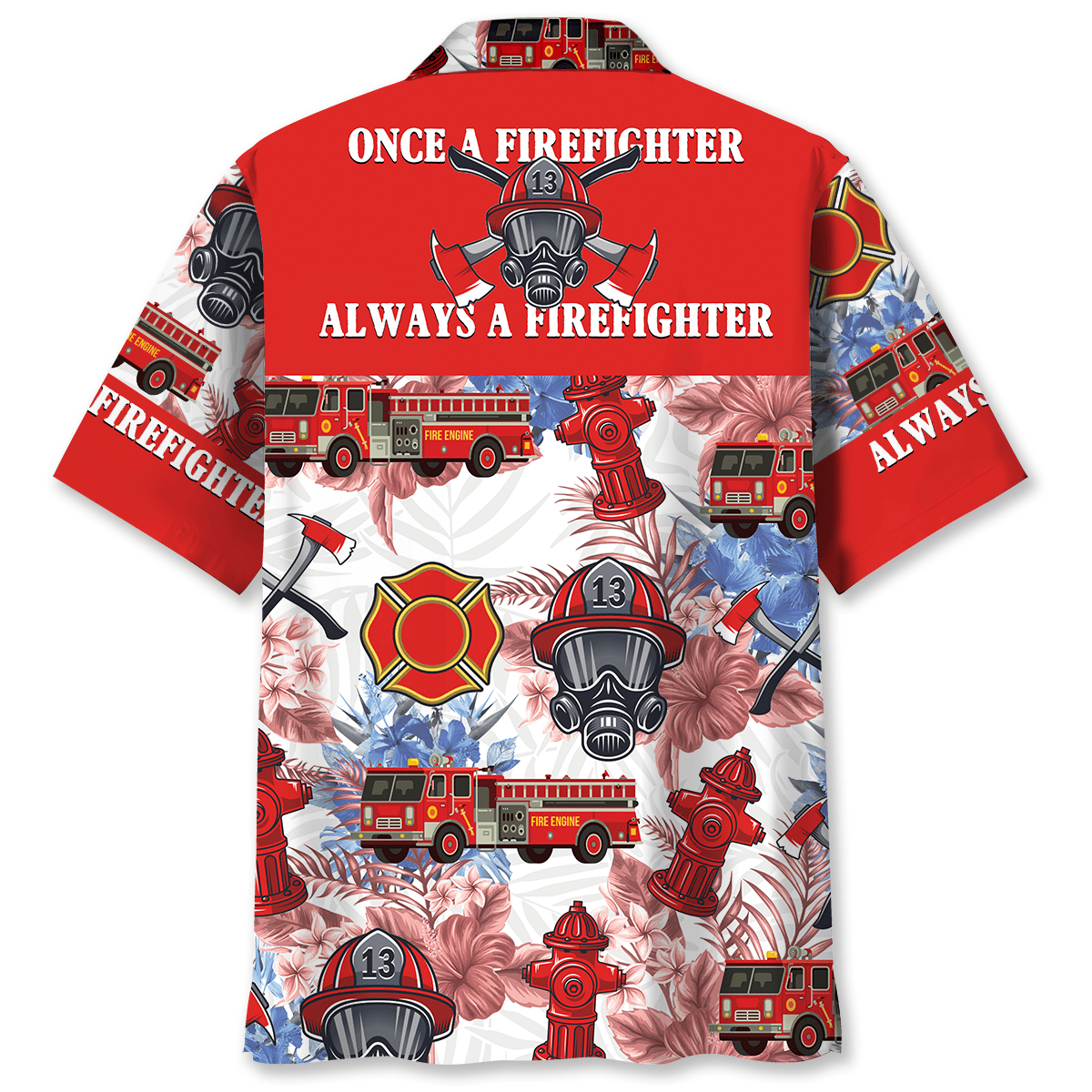 Firefighter Tribute Hawaiian Shirt Artwork View For Coastal Escapes And Resort Style