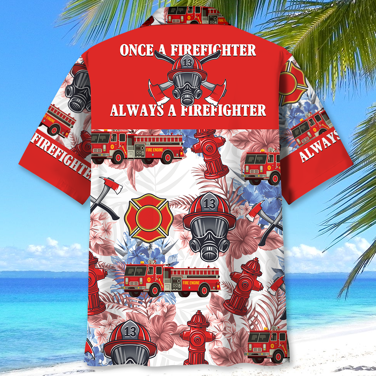 Firefighter Tribute Hawaiian Shirt For Summer Events And Casual Outdoor Wear