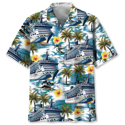 Tropical Cruise Hibiscus Pocket Hawaiian Shirt For Summer Vacation And Beach Travel