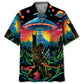 Alien Forest Creature Pocket Fun Hawaiian Shirt Pattern Detail For Vacation Travel And Daily Wear
