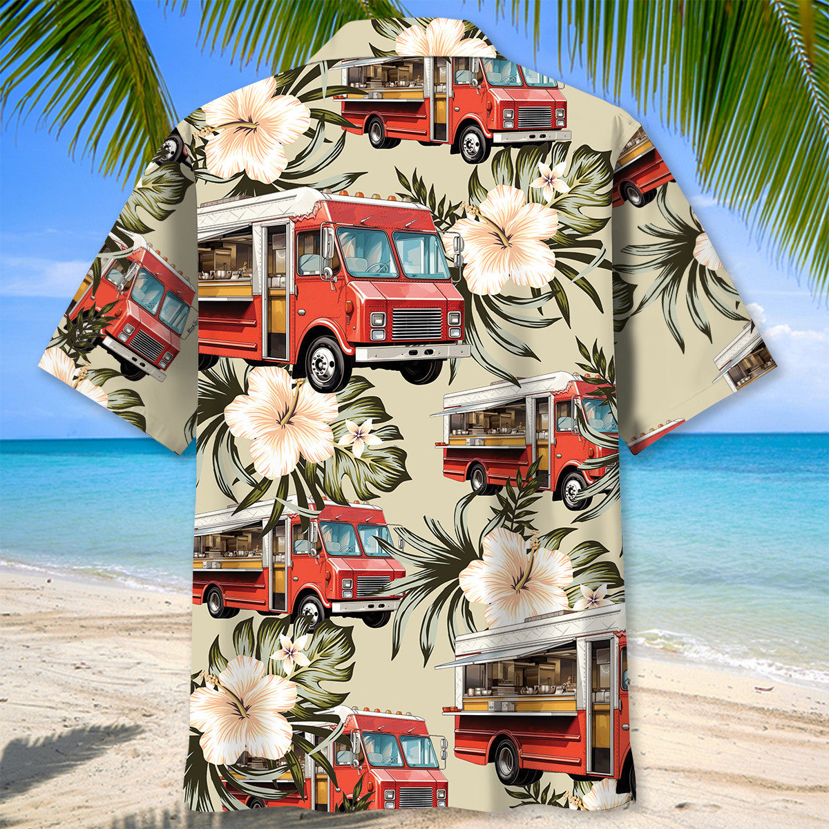 Vintage Red Retro Truck Street Food Hawaiian Shirt For Vacation Days And Relaxed Coastal Outings