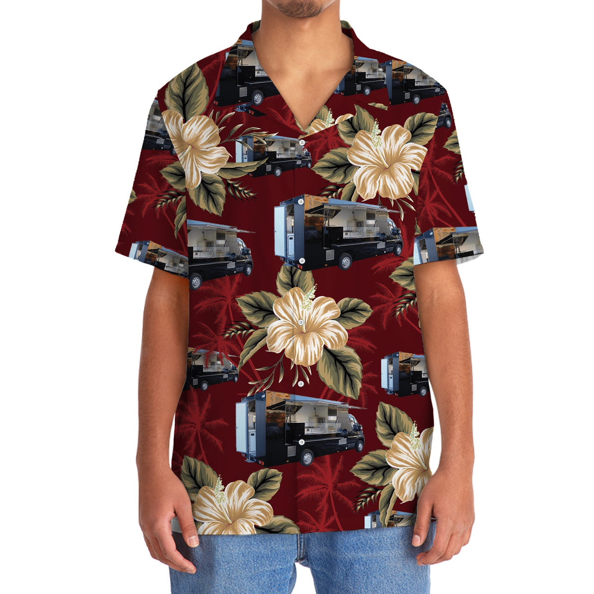 Floral Tropical Truck Street Food Hawaiian Shirt For Poolside Relaxation And Sunny Getaways