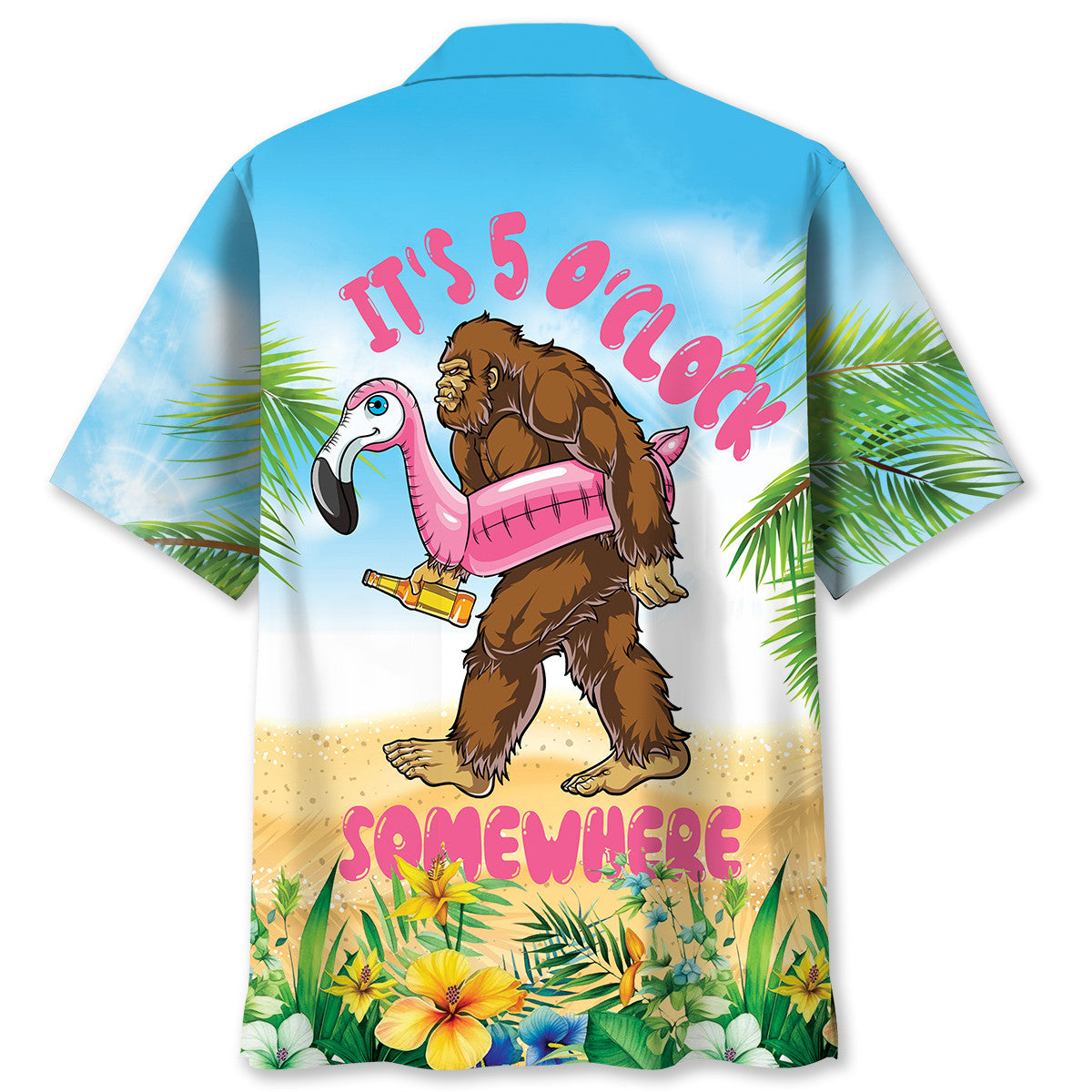 Tropical O'Clock Somewhere Forest Creature Hawaiian Shirt Pattern Detail For Summer Holidays And Outdoor Fun