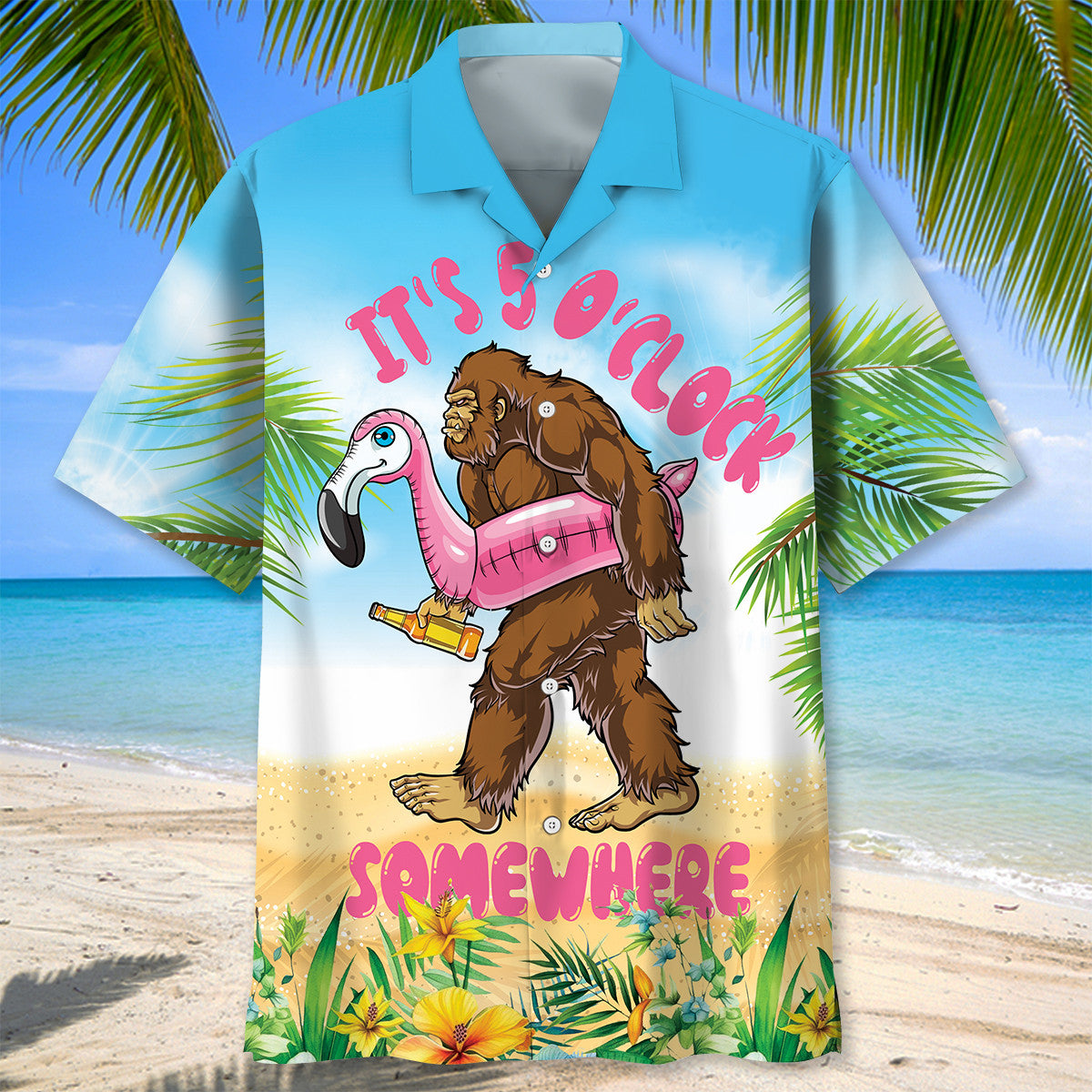 Tropical O'Clock Somewhere Forest Creature Hawaiian Shirt Design View For Resort Travel And Thoughtful Gifting