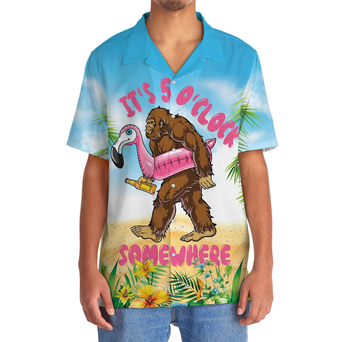 Tropical O'Clock Somewhere Forest Creature Hawaiian Shirt For Vacation Days And Relaxed Coastal Outings