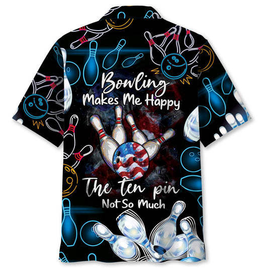 Happy Bowling Ten Pin Hawaiian Shirt For Summer Vacation And Beach Travel