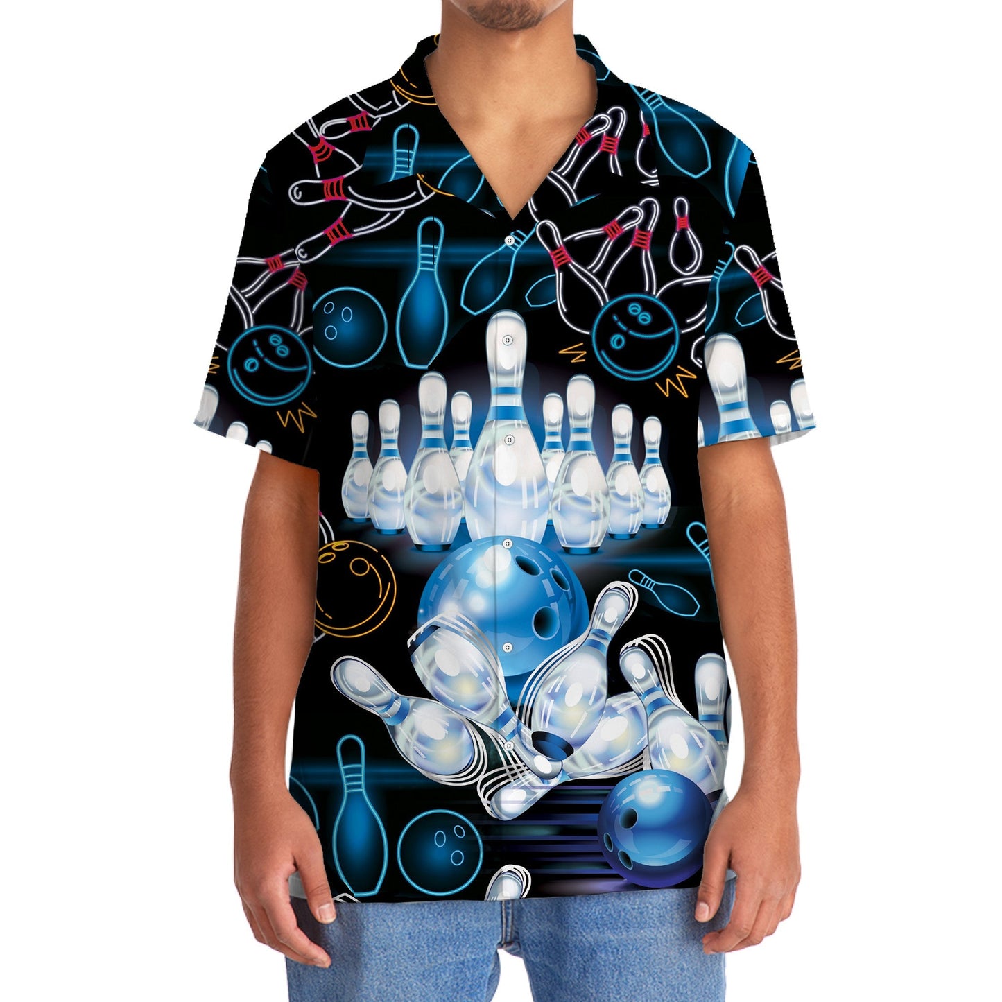 Happy Bowling Ten Pin Hawaiian Shirt For Beach Parties And Weekend Getaways