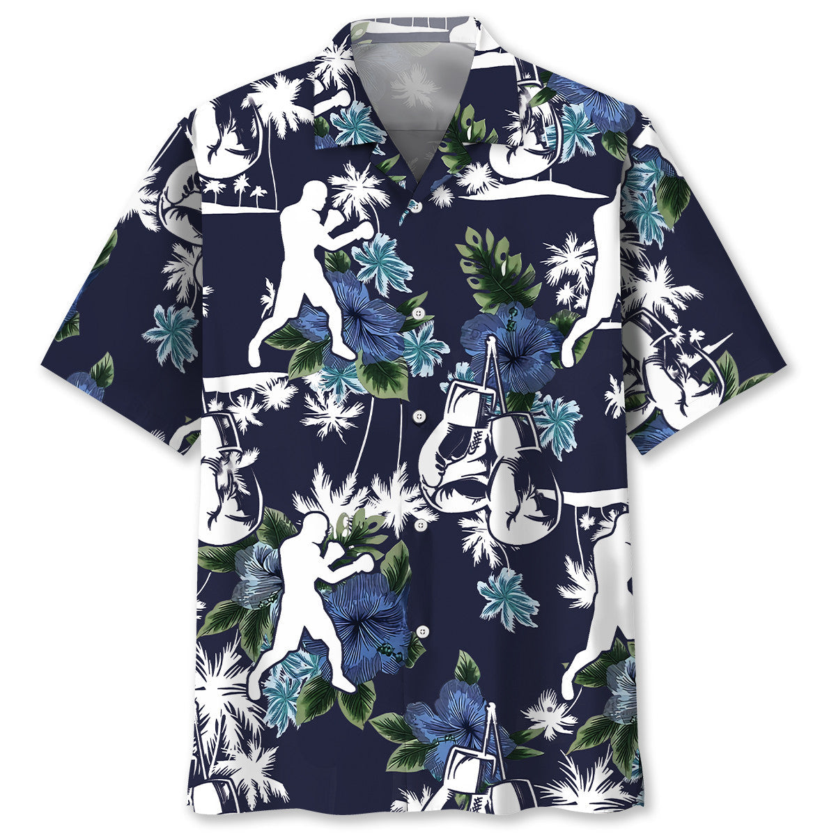 Blue Boxing Nature Adventure Hawaiian Shirt Design Detail For Sunny Adventures And Casual Wear