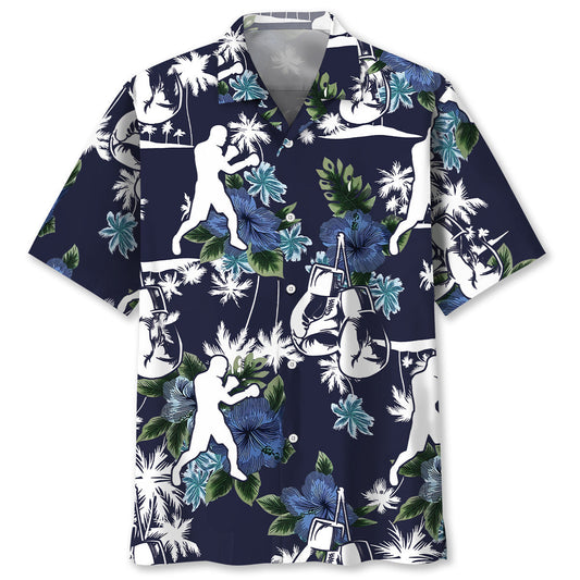 Blue Boxing Nature Adventure Hawaiian Shirt Design Detail For Sunny Adventures And Casual Wear
