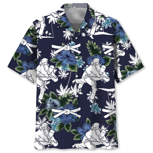 Blue Martial Arts Nature Adventure Hawaiian Shirt Design View For Resort Travel And Thoughtful Gifting