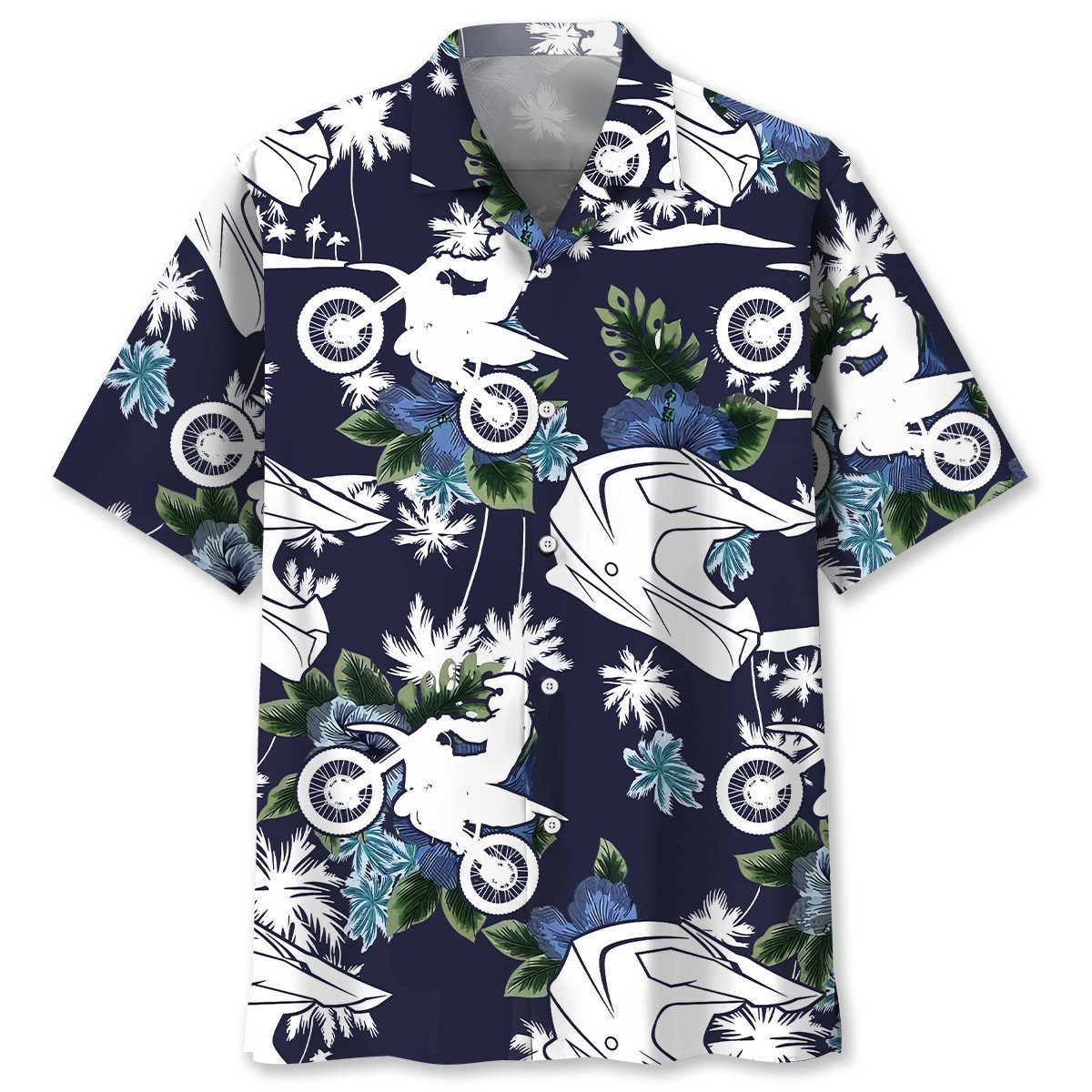 Blue Motocross Nature Adventure Hawaiian Shirt For Resort Getaways And Comfortable Summer Activities