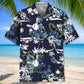 Blue Baseball Nature Adventure Hawaiian Shirt Pattern Detail For Vacation Travel And Daily Wear