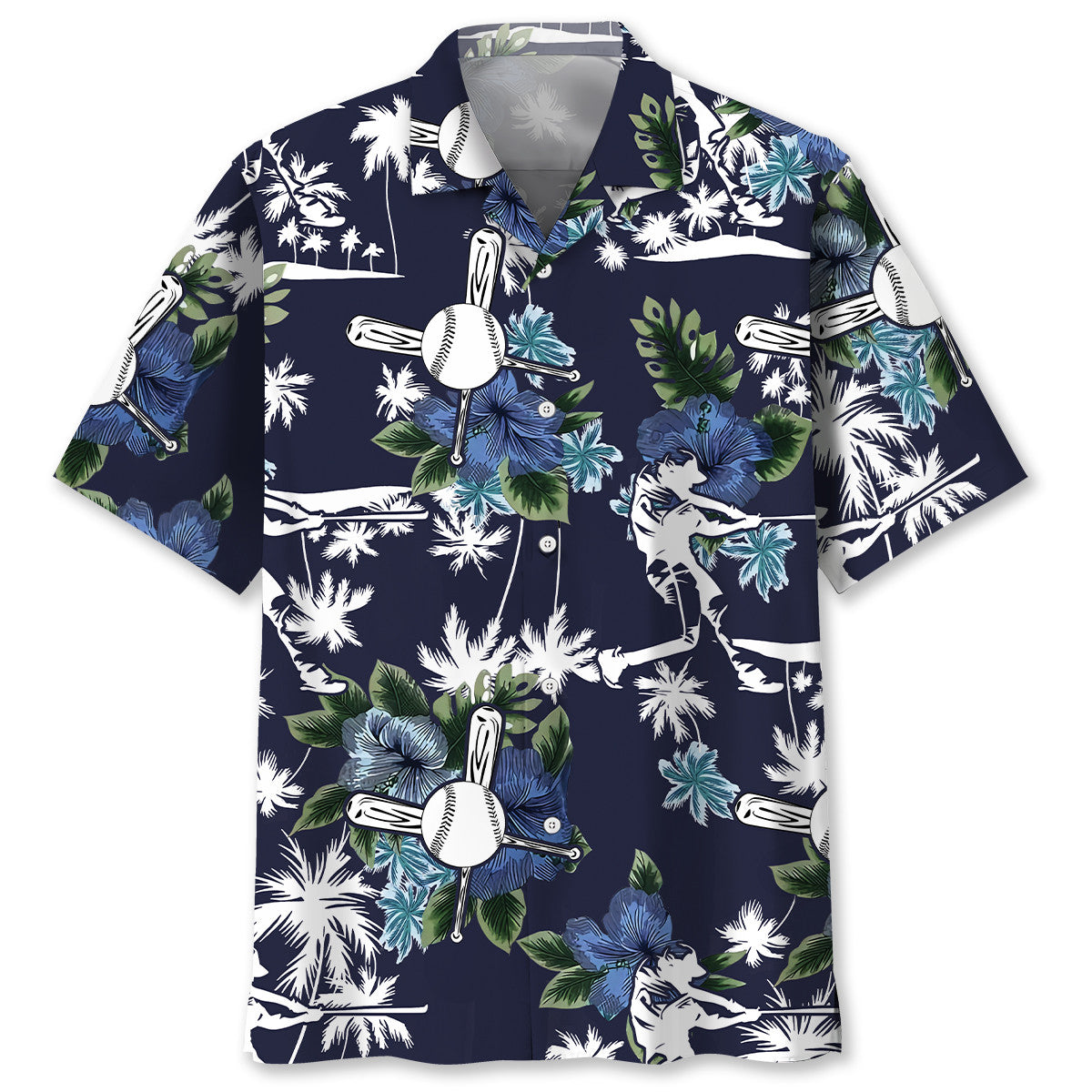 Blue Baseball Nature Adventure Hawaiian Shirt For Beach Parties And Weekend Getaways