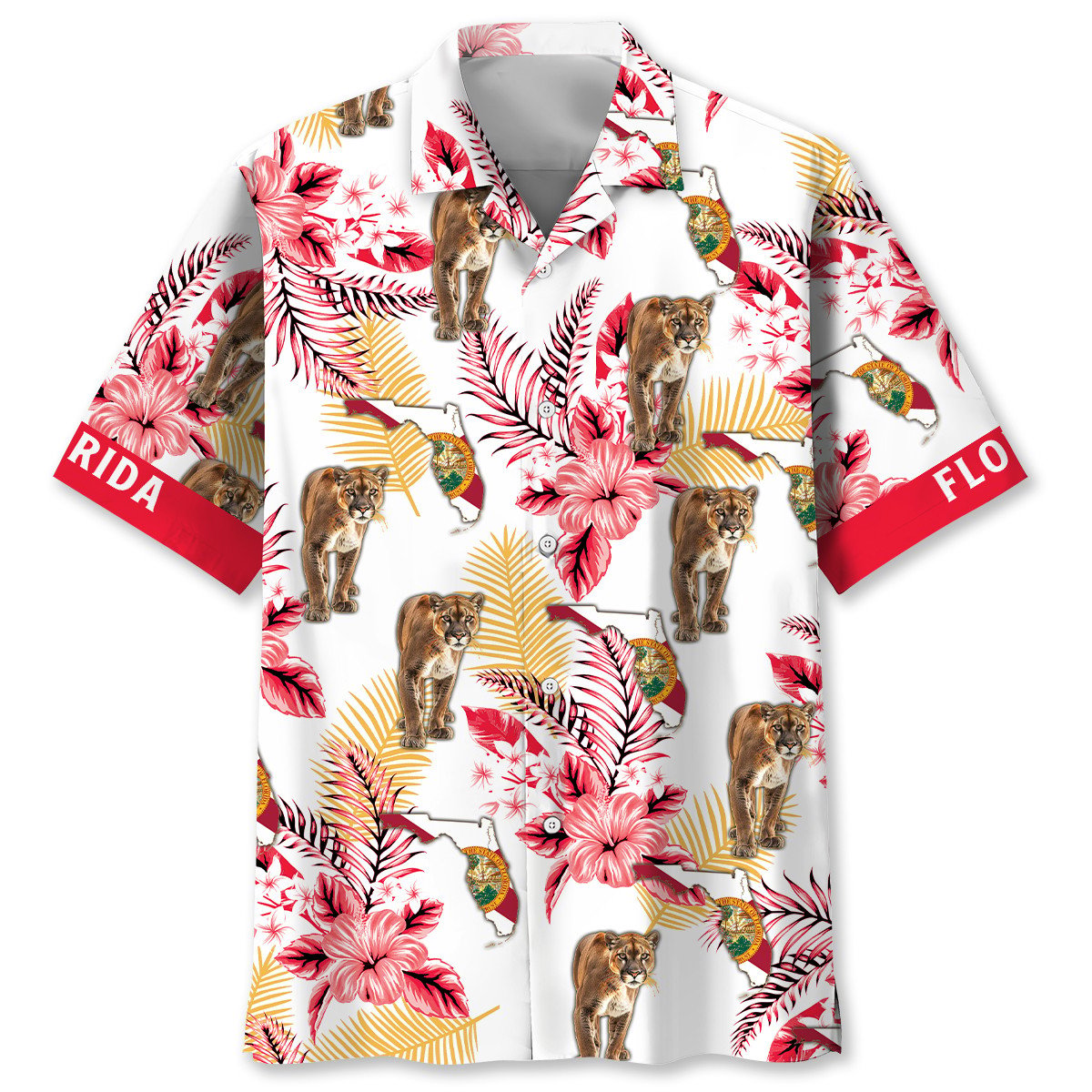 Florida Proud Coastal Hawaiian Shirt Design Detail For Beach Days And Holiday Travel