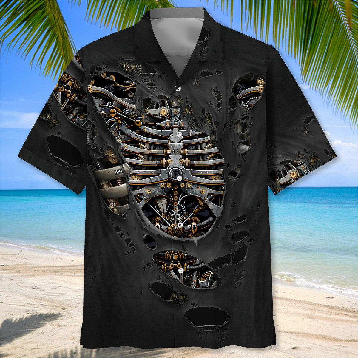 Rustic Mechanic Bones Hawaiian Shirt For Beach Parties And Weekend Getaways