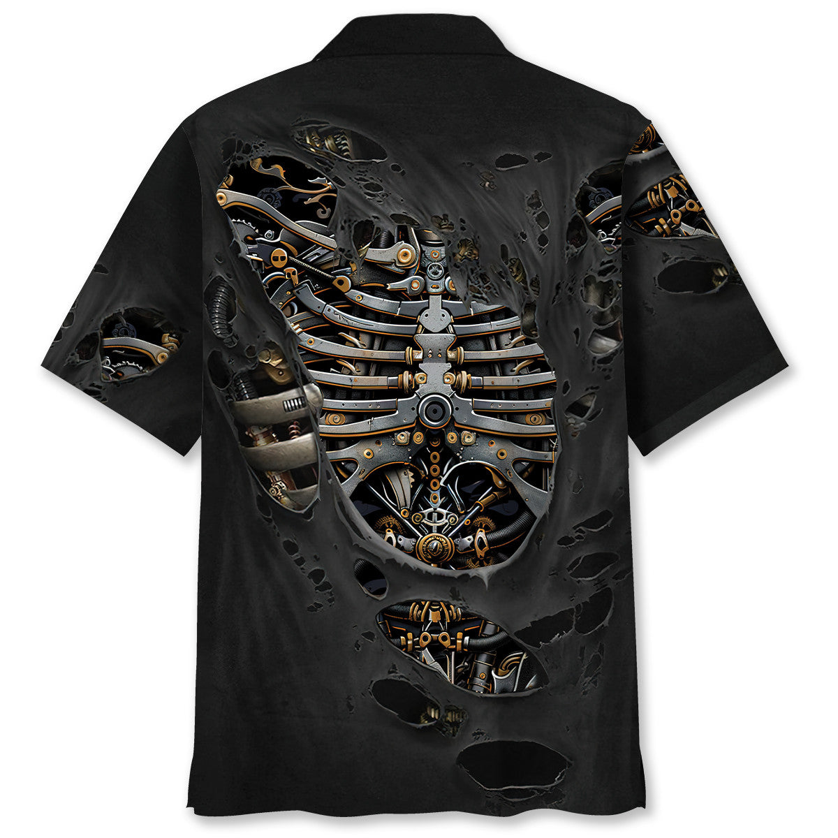 Rustic Mechanic Bones Hawaiian Shirt Pattern Detail For Vacation Travel And Daily Wear