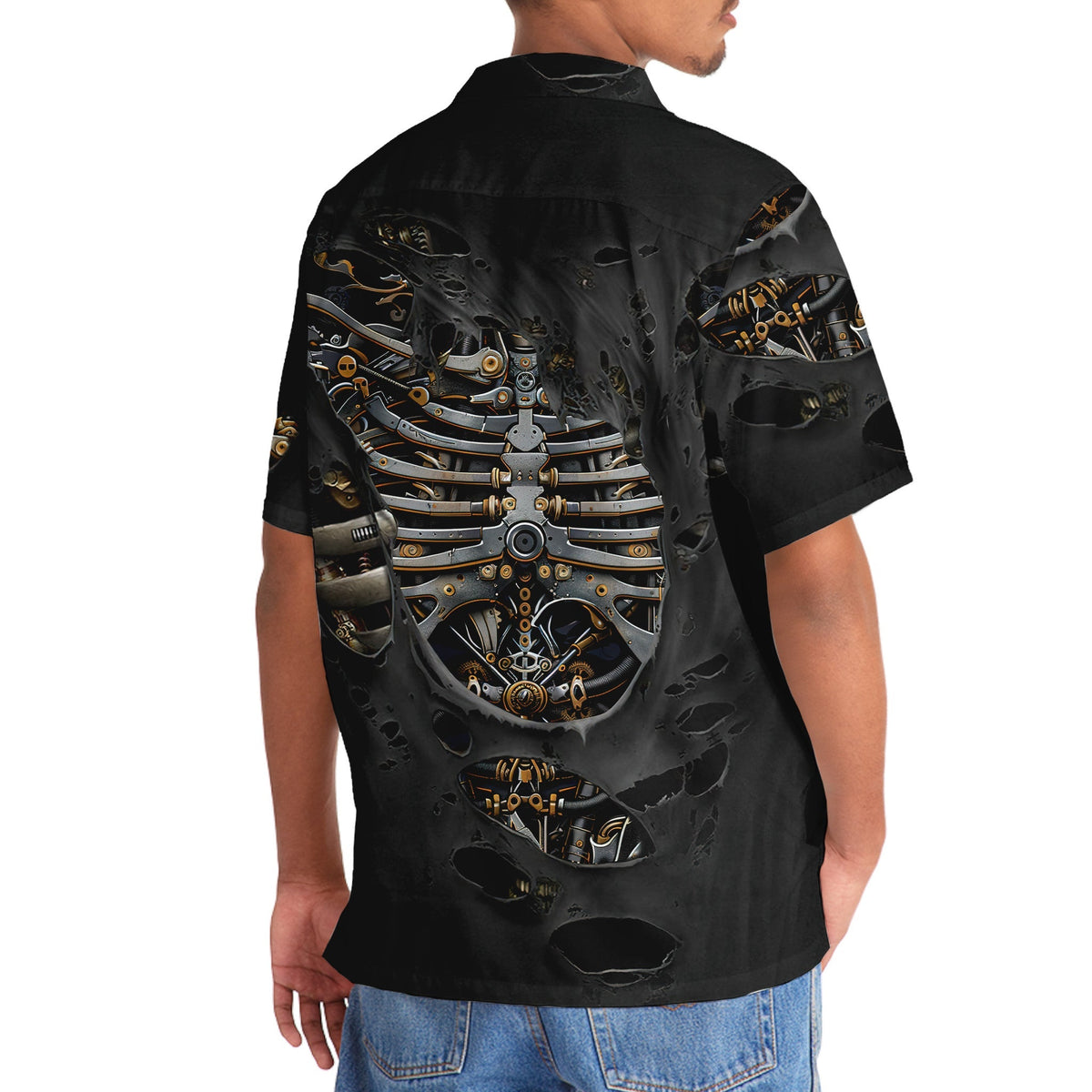 Rustic Mechanic Bones Hawaiian Shirt For Summer Events And Casual Outdoor Wear