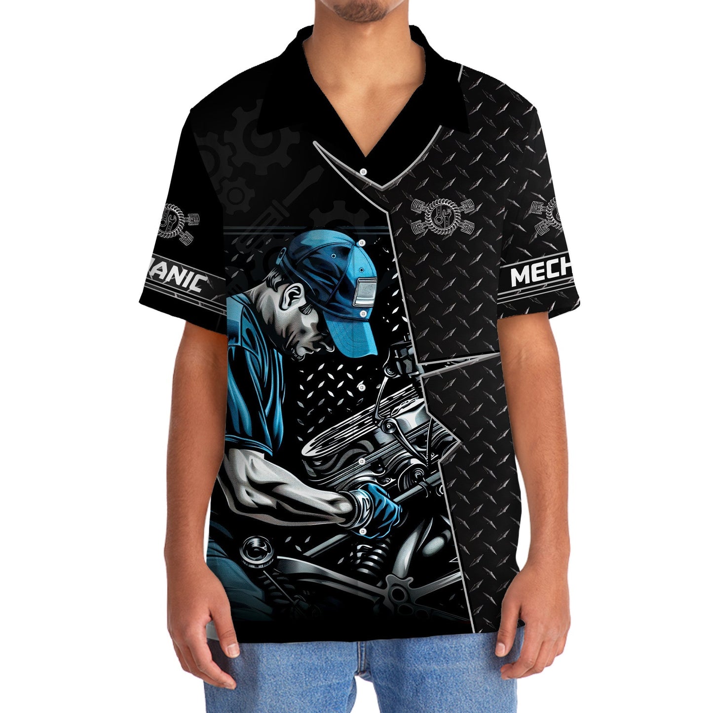 Rustic Mechanic Real Hawaiian Shirt Design Detail For Beach Days And Holiday Travel