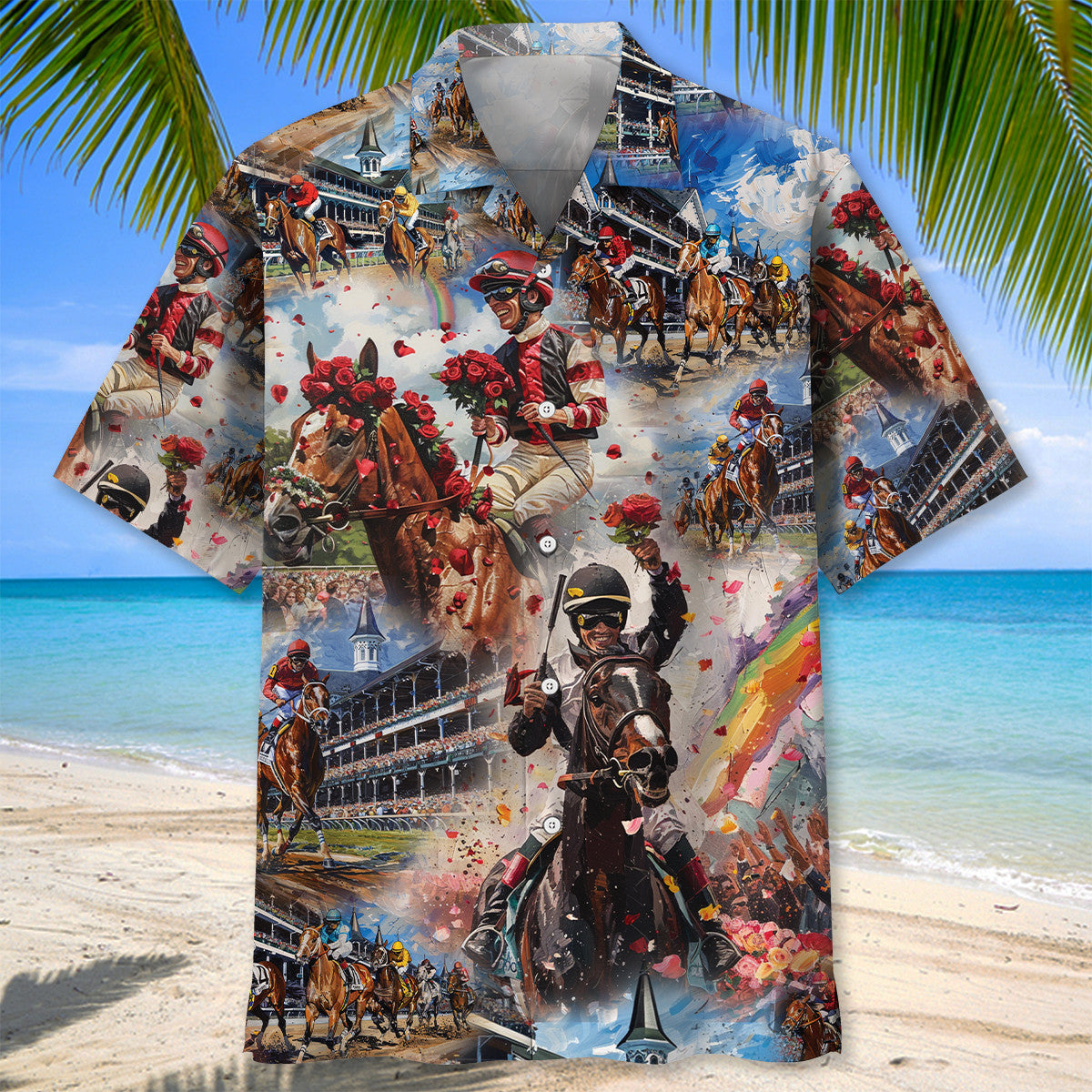Classic Horse Derby Racing Winner Hawaiian Shirt Artwork View For Weekend Travel And Beach Style