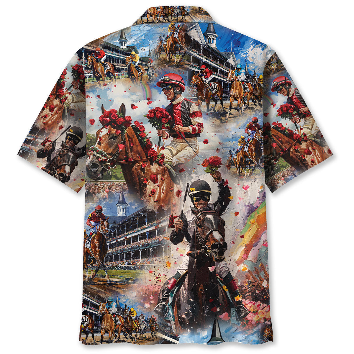 Classic Horse Derby Racing Winner Hawaiian Shirt Design Detail For Sunny Adventures And Casual Wear