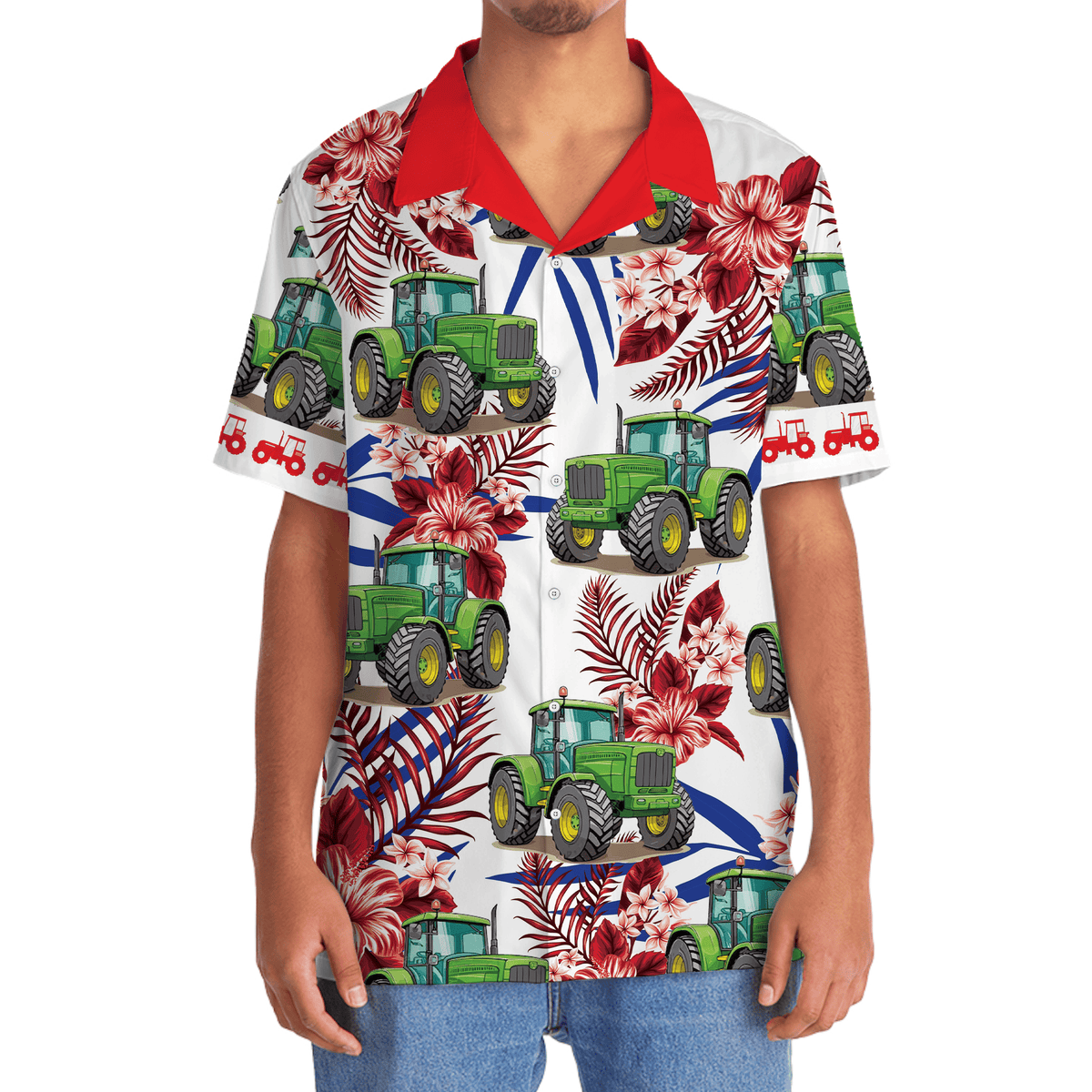 Green Tractor Proud Farm Hawaiian Shirt Design View For Casual Summer Styling