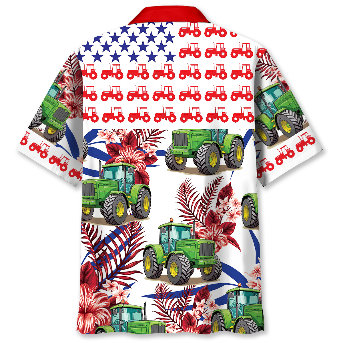 Green Tractor Proud Farm Hawaiian Shirt Pattern View For Relaxed Warm Weather Outfits