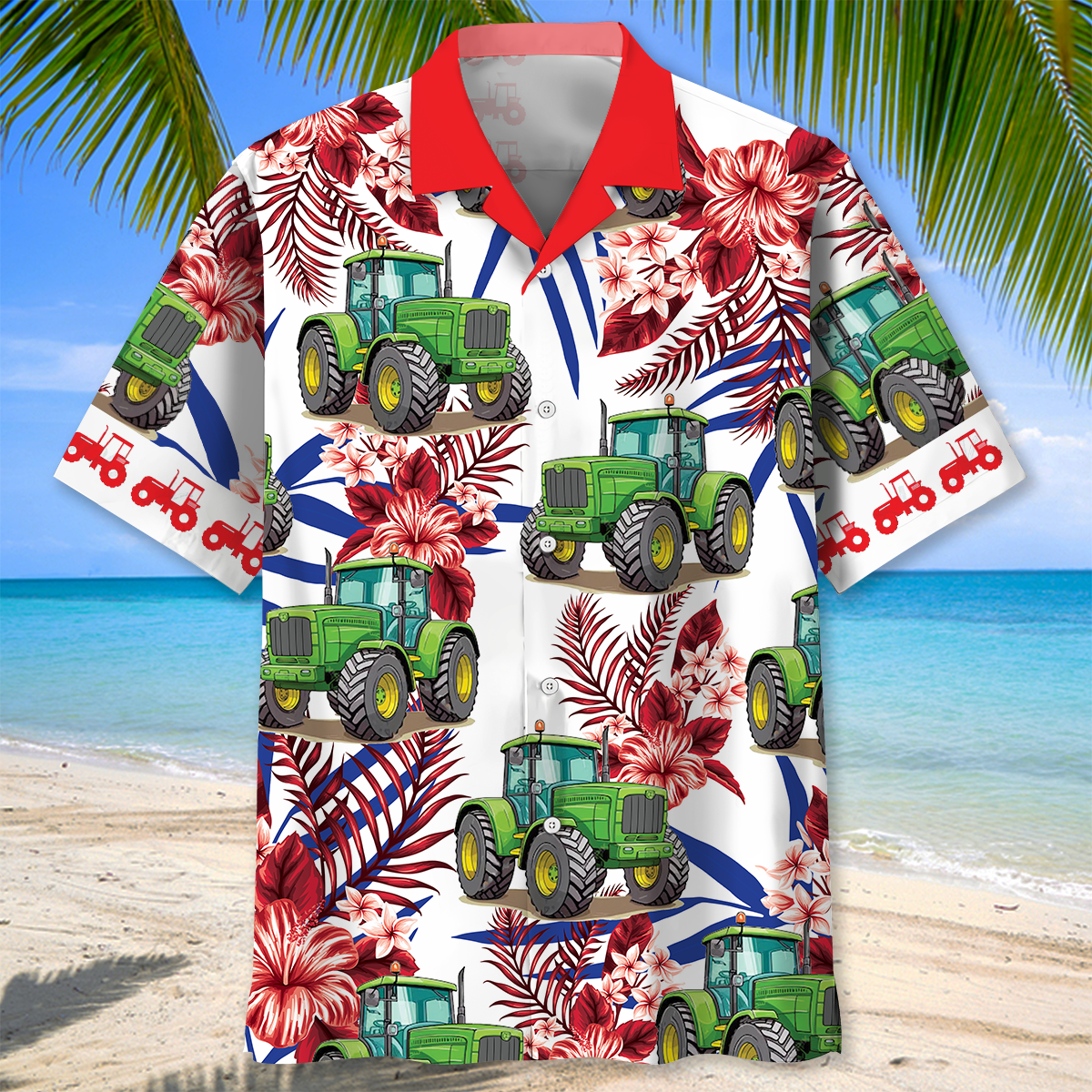 Green Tractor Proud Farm Hawaiian Shirt For Summer Vacation And Beach Travel