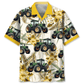 Tropical Green Tractor Farm Hawaiian Shirt For Beach Parties And Weekend Getaways