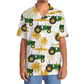Green Tropical Tractor Palm Tree Hawaiian Shirt For Summer Events And Casual Outdoor Wear