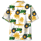 Green Tropical Tractor Palm Tree Hawaiian Shirt For Warm Weather Adventures And Everyday Comfort