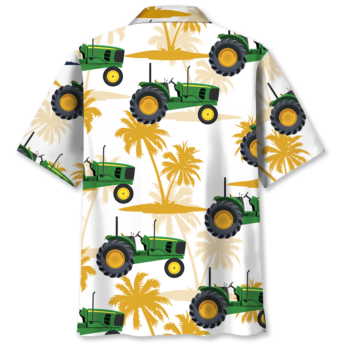 Green Tropical Tractor Palm Tree Hawaiian Shirt For Warm Weather Adventures And Everyday Comfort
