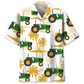 Green Tropical Tractor Palm Tree Hawaiian Shirt For Beach Parties And Weekend Getaways