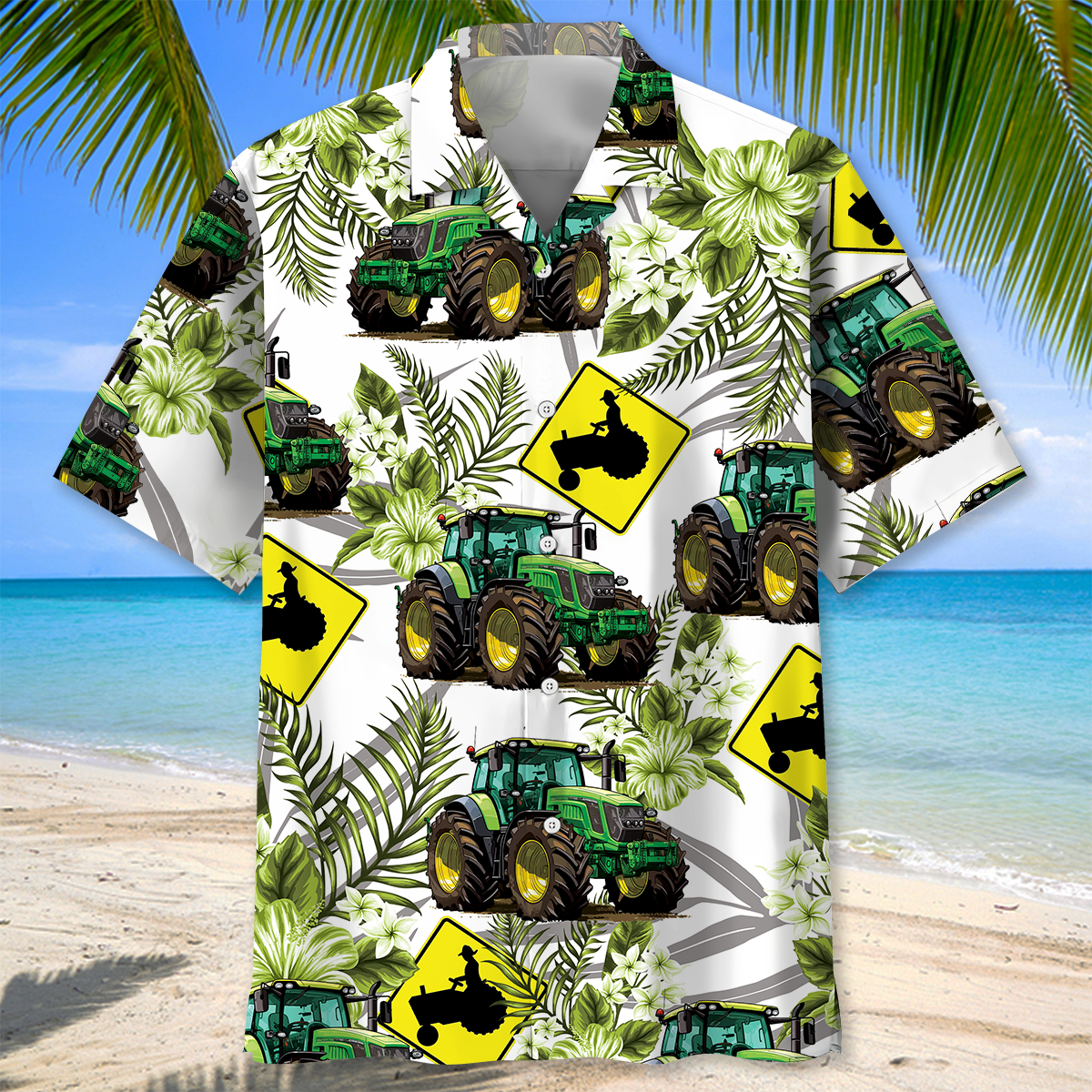 Tractor Crossing Farm Hawaiian Shirt For Resort Getaways And Comfortable Summer Activities