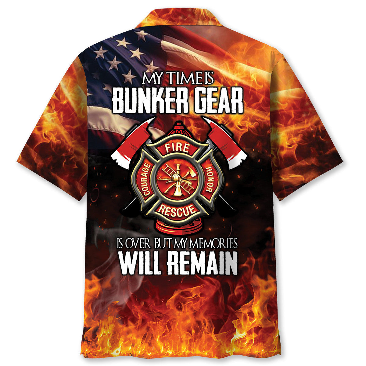 Firefighter Memories Tribute Hawaiian Shirt Artwork View For Coastal Escapes And Resort Style