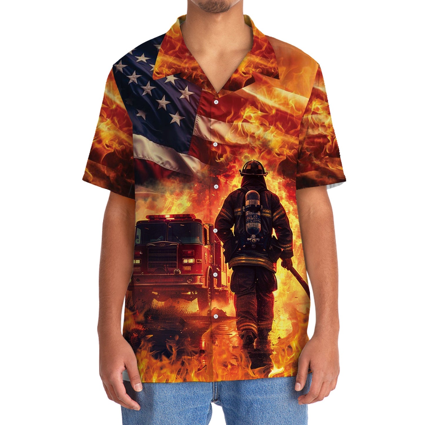 Firefighter Memories Tribute Hawaiian Shirt Design Detail For Beach Days And Holiday Travel