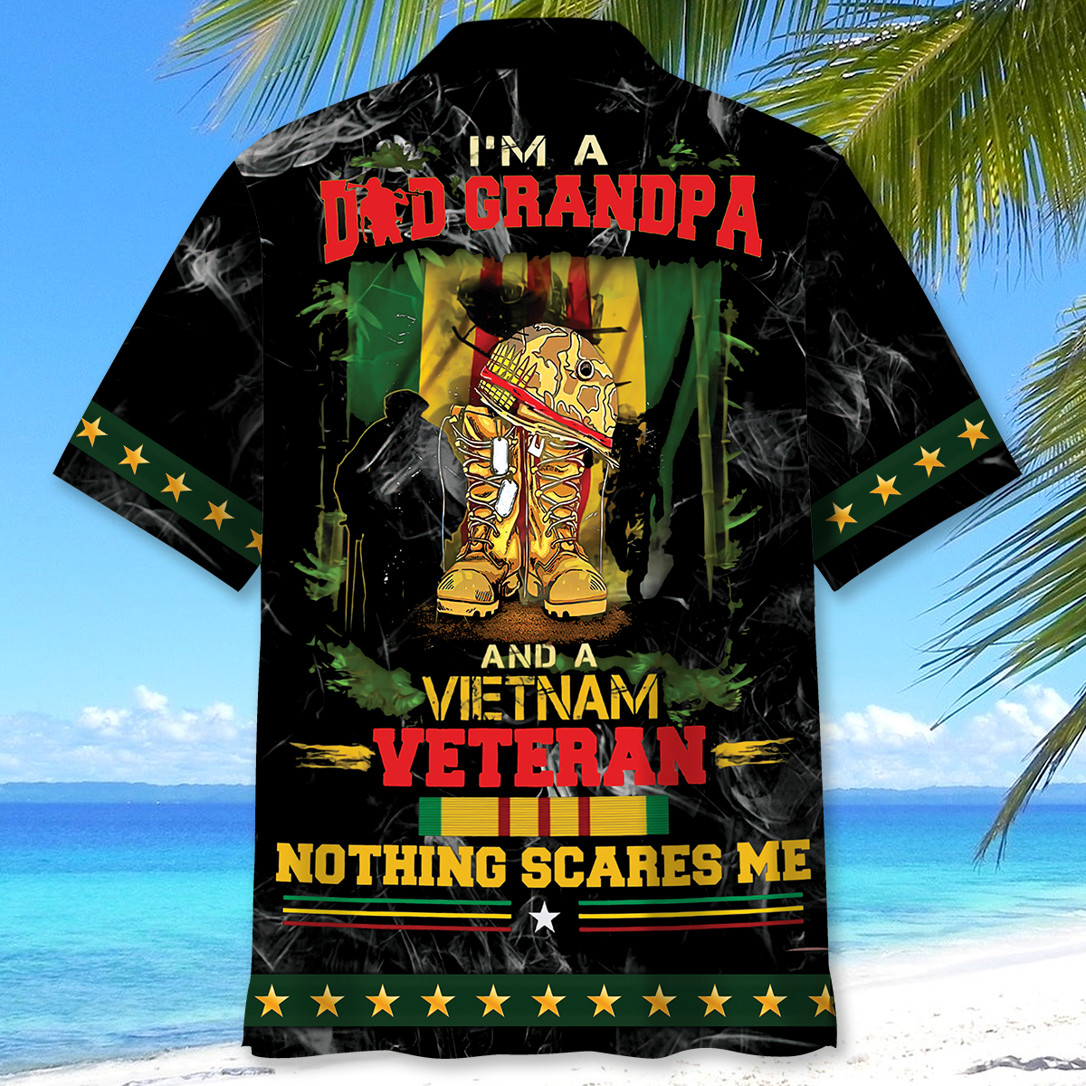 Vietnam Veteran Dad Grandpa Tribute Hawaiian Shirt Pattern View For Relaxed Warm Weather Outfits
