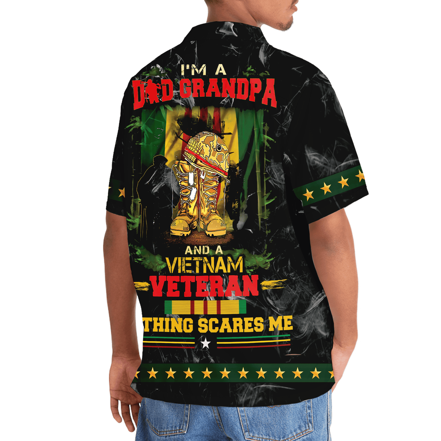 Vietnam Veteran Dad Grandpa Tribute Hawaiian Shirt Design View For Casual Summer Styling