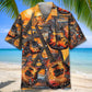 Electric Guitar Sunset Hawaiian Shirt Pattern View For Lightweight Everyday Style