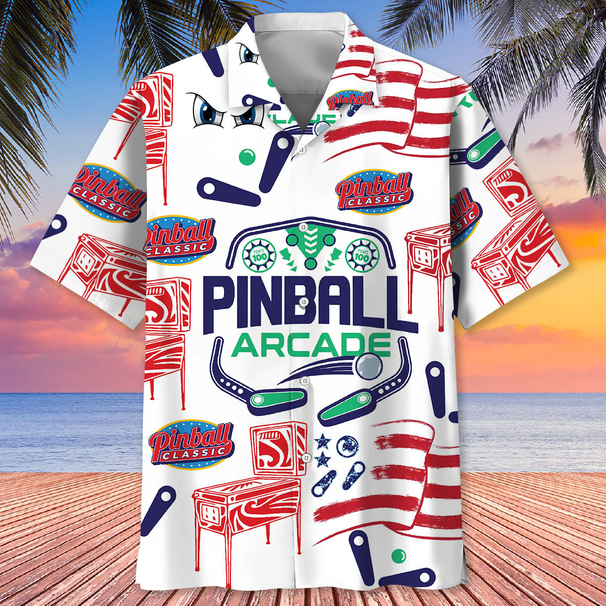 Retro Pinball Arcade Hawaiian Shirt Artwork View For Coastal Escapes And Resort Style