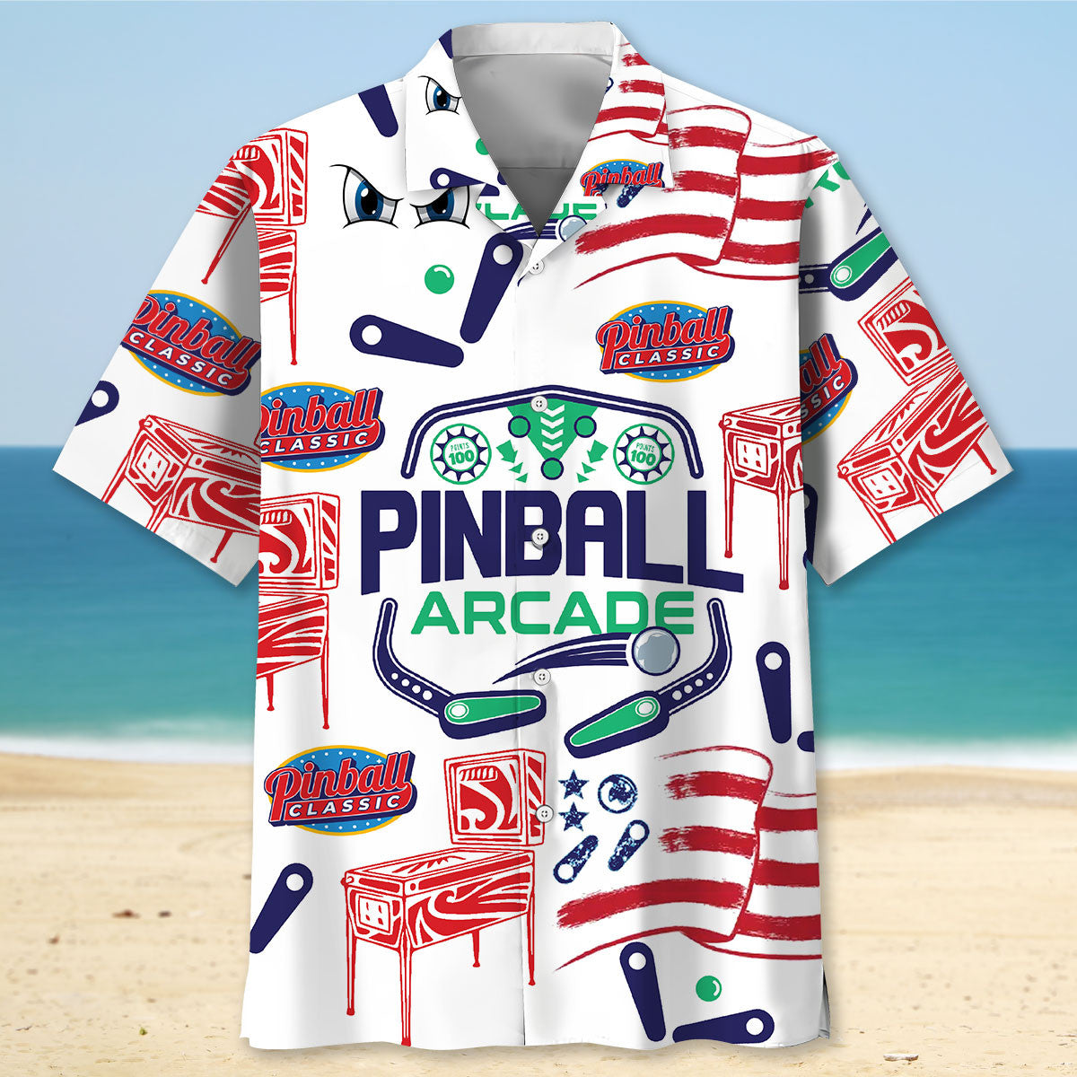 Retro Pinball Arcade Hawaiian Shirt For Summer Events And Casual Outdoor Wear
