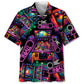 Neon Retro Pinball Arcade Hawaiian Shirt Pattern View For Lightweight Everyday Style