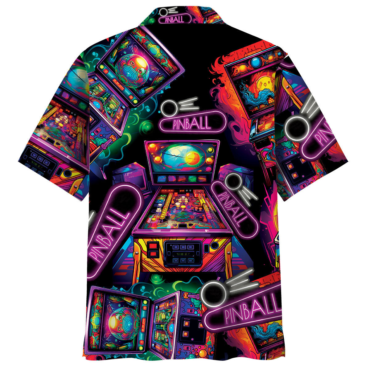 Neon Retro Pinball Arcade Hawaiian Shirt For Vacation Days And Relaxed Coastal Outings