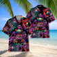 Neon Retro Pinball Arcade Hawaiian Shirt Artwork View For Weekend Travel And Beach Style