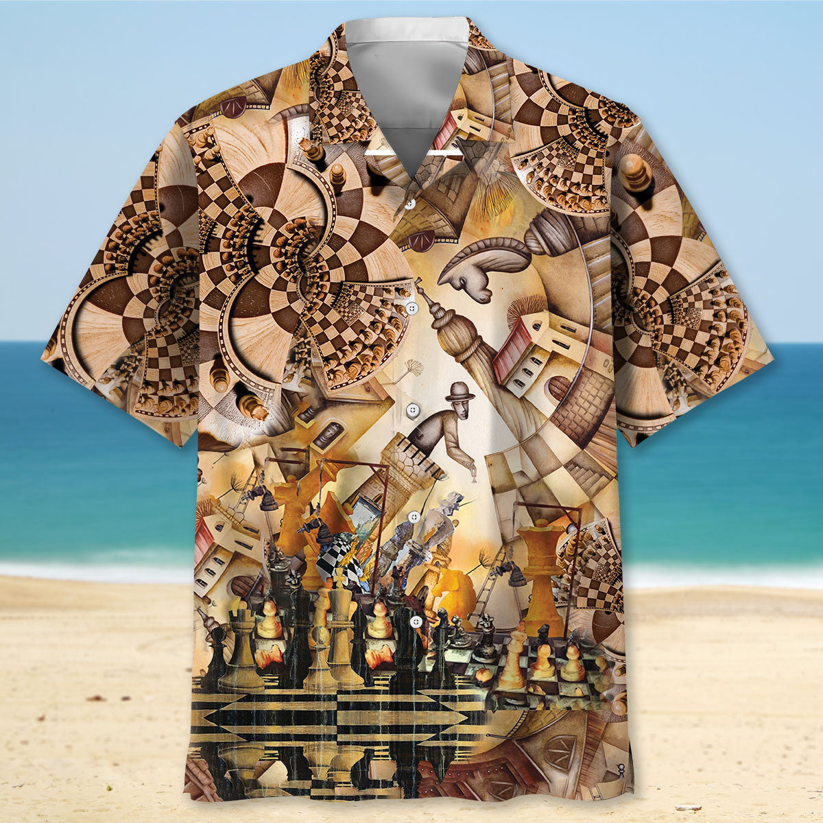 Vintage Retro Chess Hawaiian Shirt For Beach Parties And Weekend Getaways