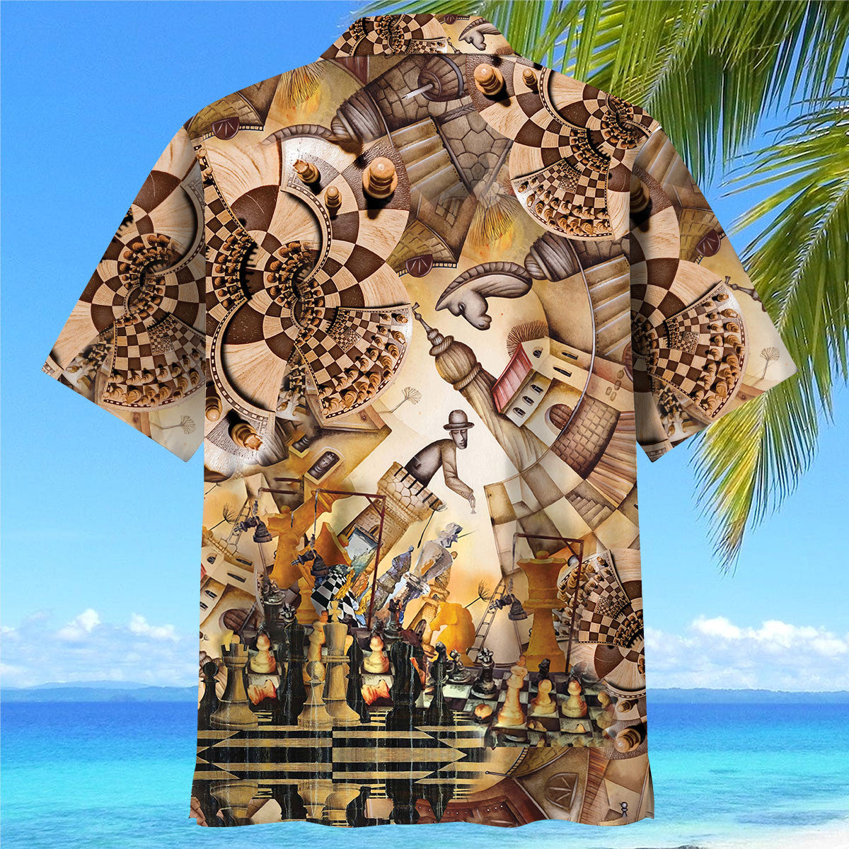 Vintage Retro Chess Hawaiian Shirt Pattern Detail For Vacation Travel And Daily Wear