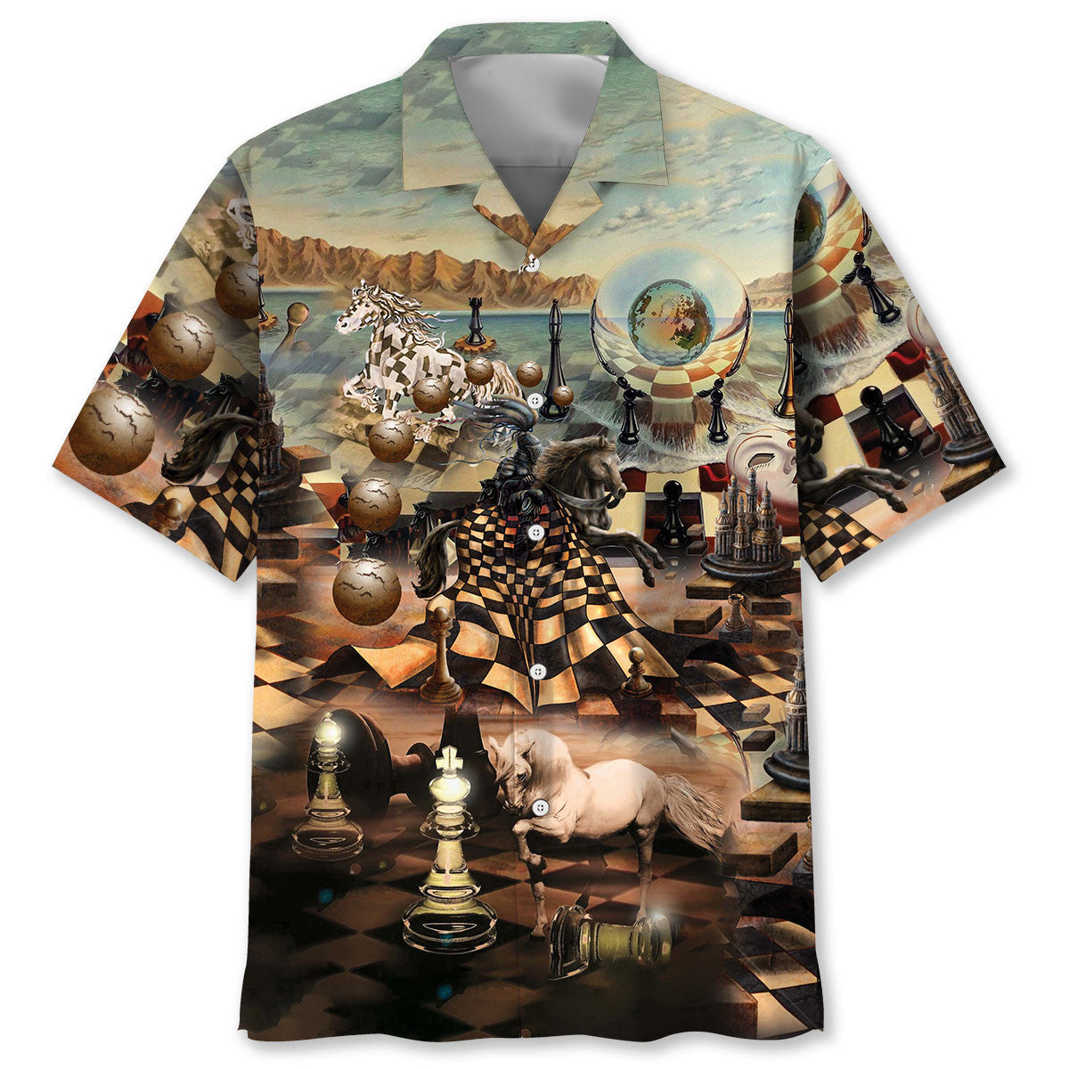 Chess Power Knight Strategy Hawaiian Shirt Artwork View For Coastal Escapes And Resort Style