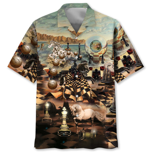 Chess Power Knight Strategy Hawaiian Shirt Artwork View For Coastal Escapes And Resort Style