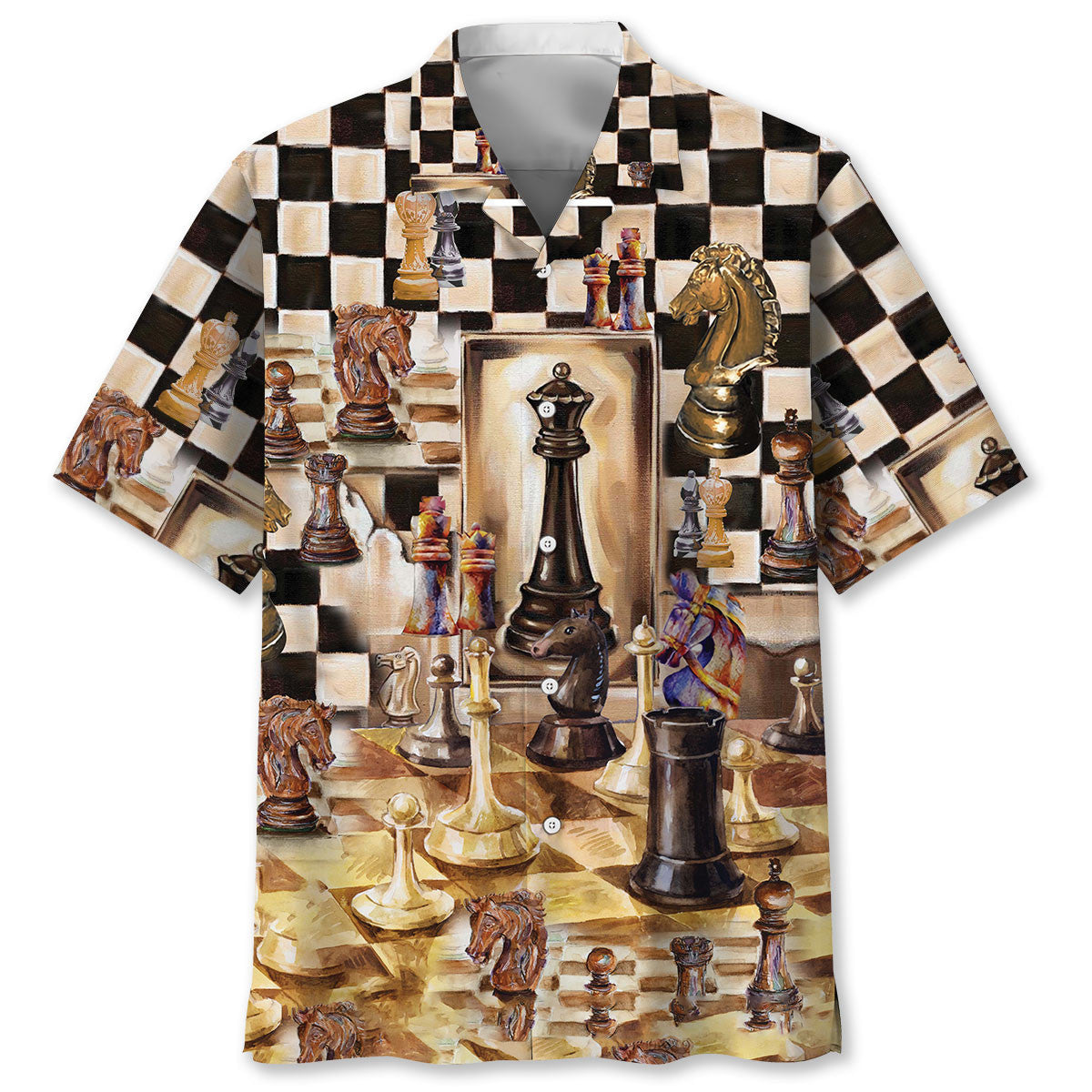 Vintage Retro Beautiful Chess Hawaiian Shirt Pattern Detail For Summer Holidays And Outdoor Fun